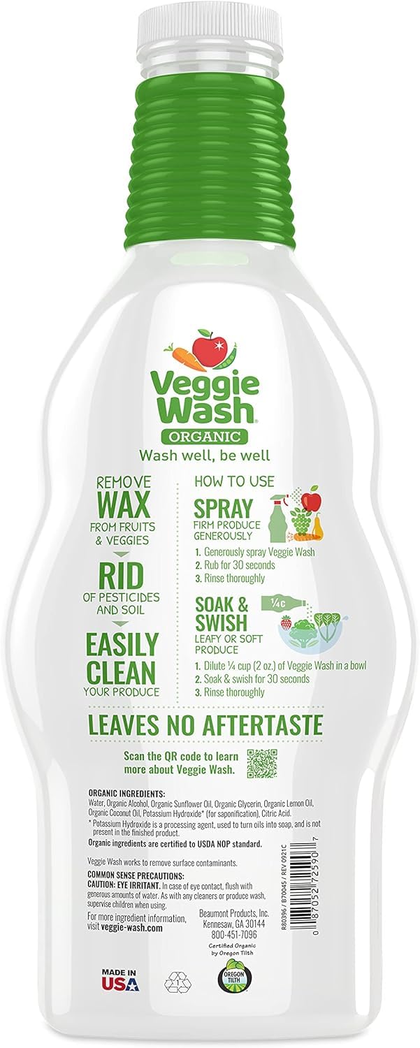 Veggie Wash Organic Fruit and Vegetable Wash Soaker, 32
