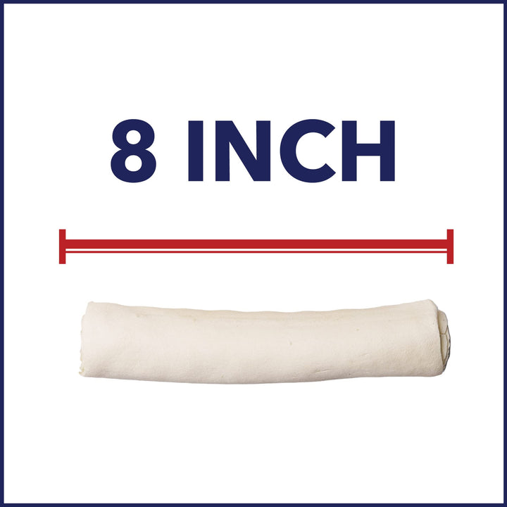 100% Made in USA Beefhide 8 Rolls Dog Chew Treats - Natural Flavor, 10 Count/1 Pack