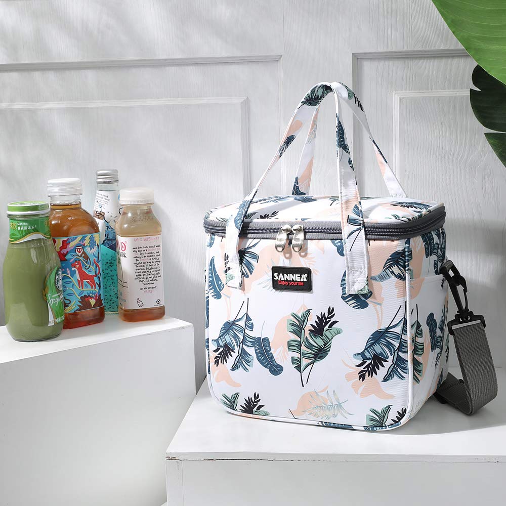 Reusable Insulated Thermal Lunch Bag Cute Lunch Box for Teens Boys Girls Adult Women Work School Outdoor Travel Picnic Beach BBQ party (Leaves)