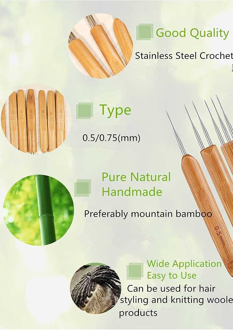 Dreadlock Hook Tool, 3 Pcs Dreadlocks Crochet Hooks Needles Tool, Crochet Hook Needle for Hair Dreadlock Braid Craft 0.5 mm 1 Hook, 2 Hooks, 3 Hooks(0.5MM)