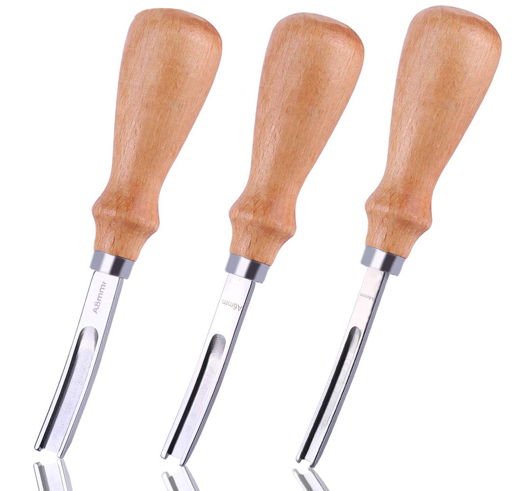 3 Size Leather Edge Beveler Tool 0.7cm, 1cm, 1.2cm, Wide Mouth Leathercraft Edge Skiving Beveler, DIY Beveler Shallow Skiving Trimming Leather Edge Press