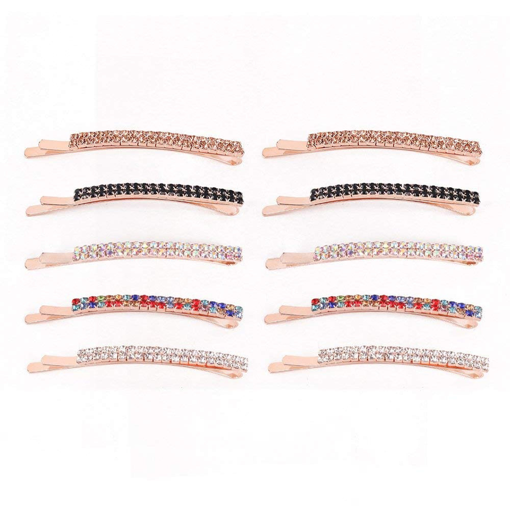 Aguder Mixed Color: Women'S Hair Clip 10Pcs Rhinestone Bobby Pins
