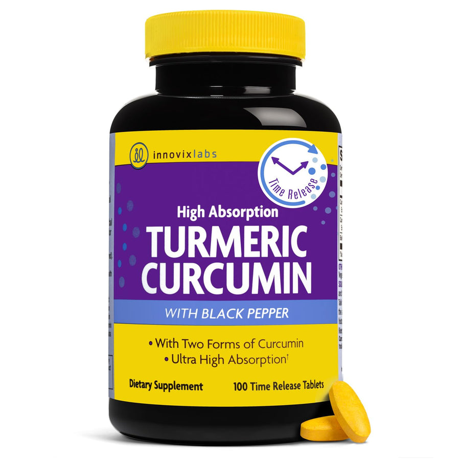 Turmeric Curcumin with Black Pepper Extract - High Absorption Tumeric and Curcumin Supplements with BioPerine, C3 Reduct & Curcumin C3 Complex, Time Release Turmeric Supplement - 100 ct