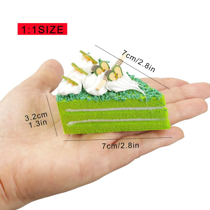6Pcs Fake Cake for Display, Slice Faux Replica Cake, Artificial Chocolate Mousse Cake in Triangle Shape Model Decoration Kitchen Photography Props