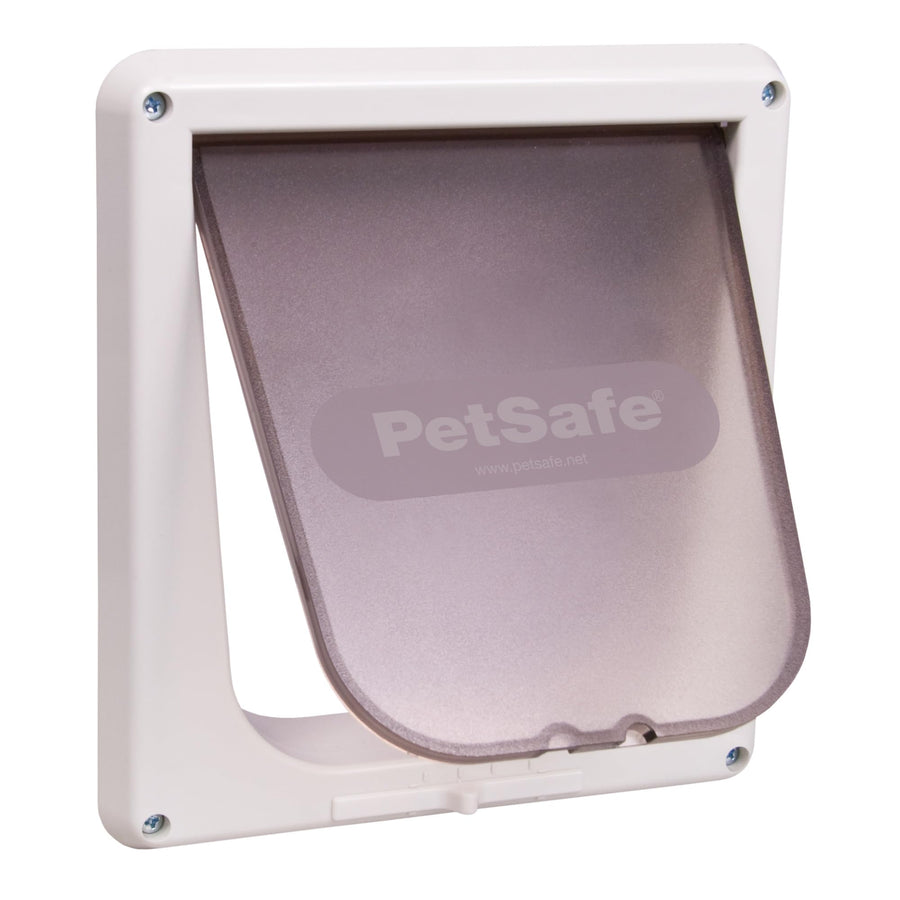 Interior Cat Door: 4-Way Locking, Indoor Pet Door Flap - Tinted Privacy Door for Cat Litter Box or Pet Feeder, Built-in Door Lock, Durable Door Frame, DIY Easy Install, Hardware Kit Included
