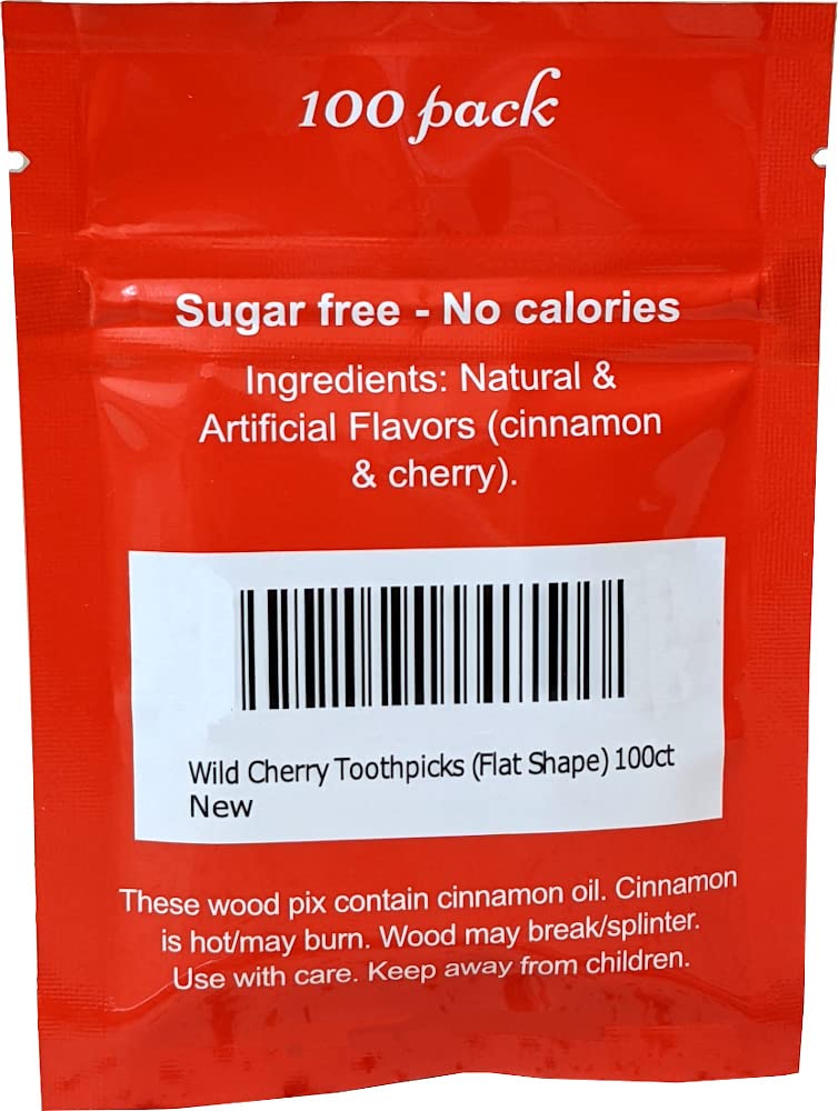 Wild Cherry Toothpicks (Flat Shape) 100ct