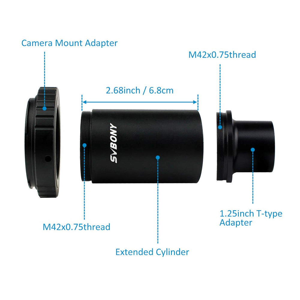 SVBONY T2 T Ring Adapter, Metal 1.25 inch Telescope Acc