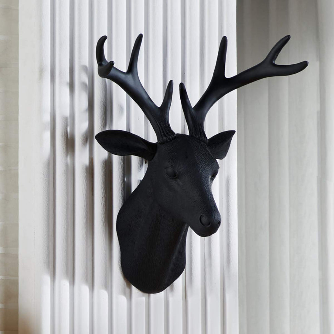 20 inch Large Wall Charmers Large Faux Deer Head Faux Taxidermy Animal Head Wall Decor - Handmade Farmhouse Decor - Rustic Wall Decor Deer Antlers (Black Deer)