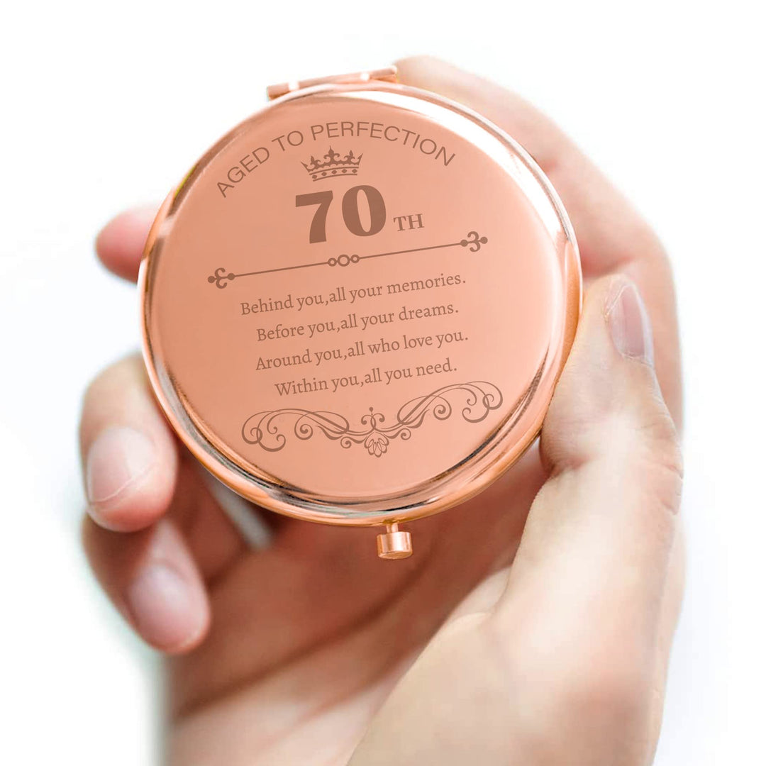 Birthday 70th Gifts Compact Mirror for Women, 70 Years Old Gifts Portable Mirror, Gifts for Older from Child, Anniversary Wedding Christmas Women Gifts