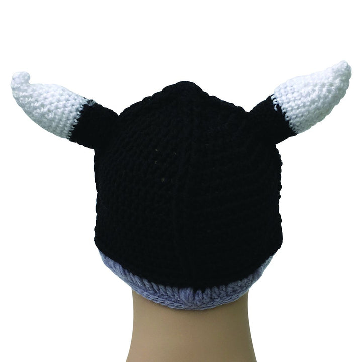 Unisex Barbarian Knight Knit Hat Viking Horns Beanie Funny Caps (Black)