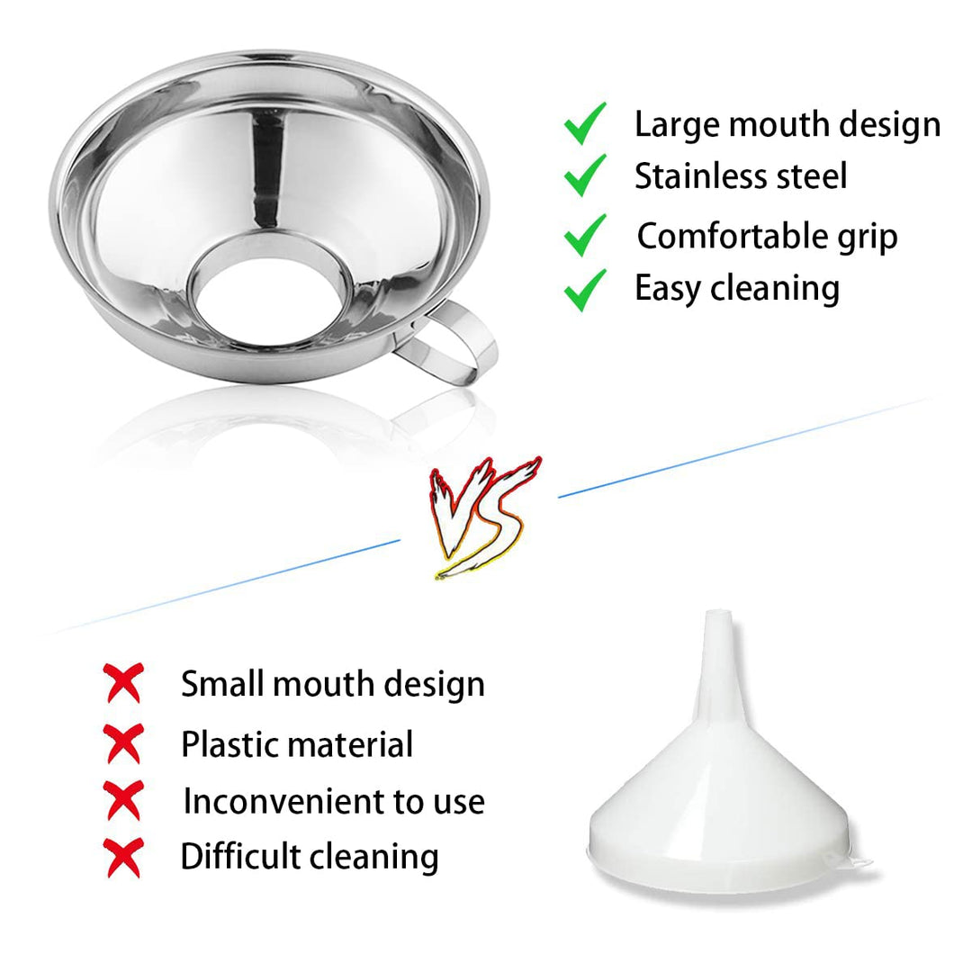 Canning Funnel for Kitchen Use, Wide Mouth Funnel for Mason Jars, Large Canning Funnels for Filling Bottles, Stainless Steel Food Funnel