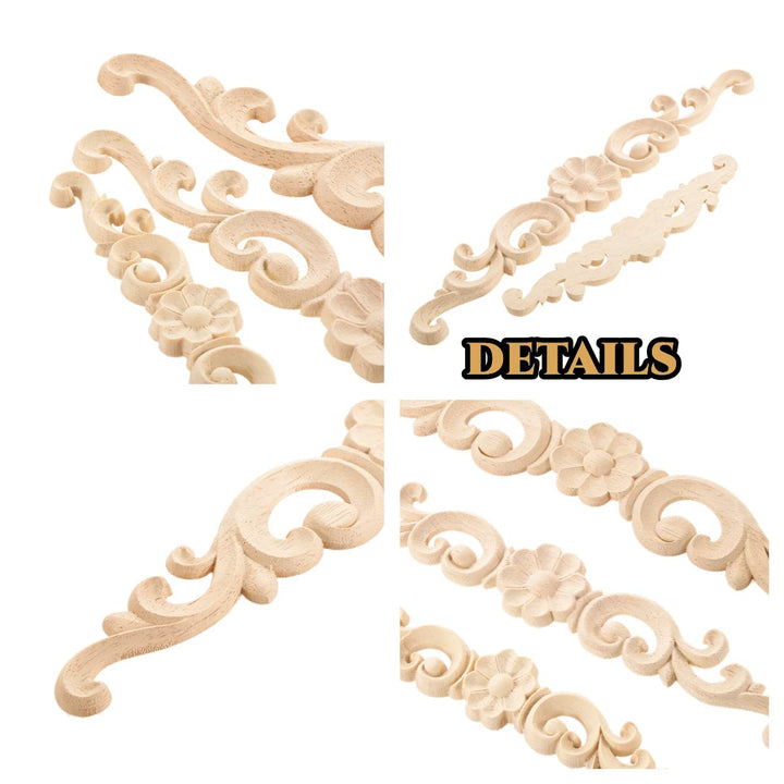 MUXSAM Wood Appliques Decorative Carved Onlays, Long Wo