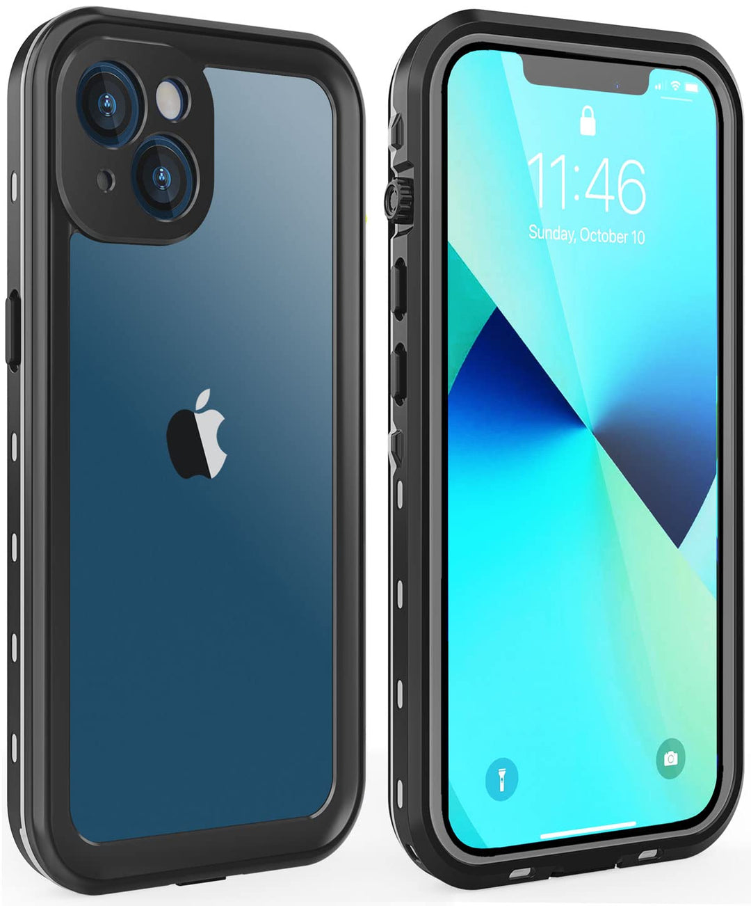 for iPhone 13 Case Waterproof Shockproof Dustproof Full-Body Sturdy with Camera Lens Protector and Built-in Screen Protector,Underwater Full Sealed Cover Protective for iPhone 13(Black)