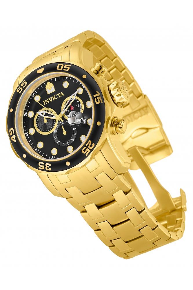 Men&#39;s 0072 Pro Diver Collection Chronograph 18k Gold-Plated Watch