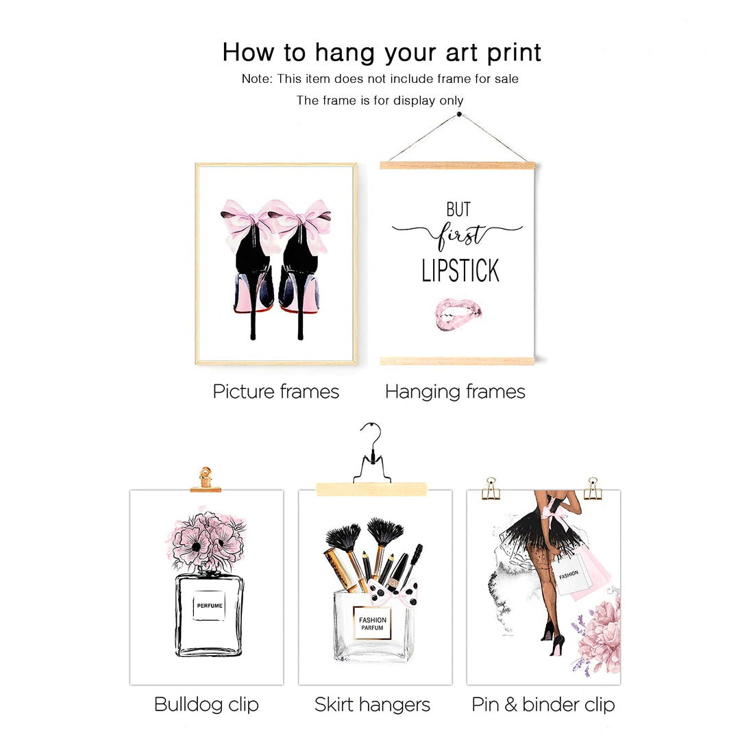 HoozGee Pink Room Decor Fashion Wall Art Prints Set of 