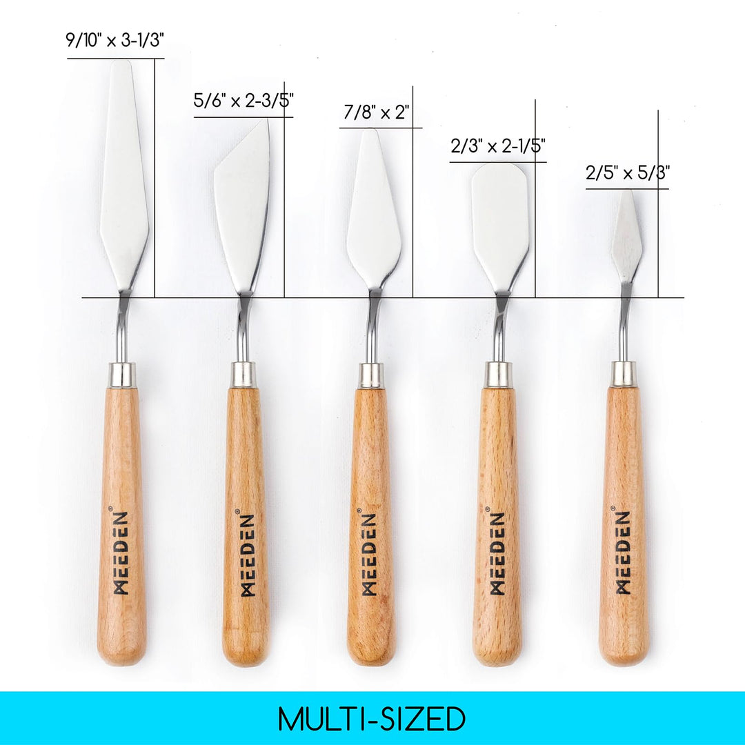 5Pcs Palette Knife Set: Stainless Steel Painting Knives with Wood Handle - Pallet Knife Set for Oil Canvas Acrylic Painting Color Mixing