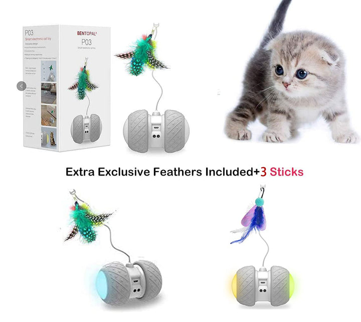 Interactive Dog Ball Toys,Durable Motion Activated Automatic Rolling Ball Toys for Puppy/Small/Medium Dogs,USB Rechargeable (Inteactive Cat Toy(Grey))