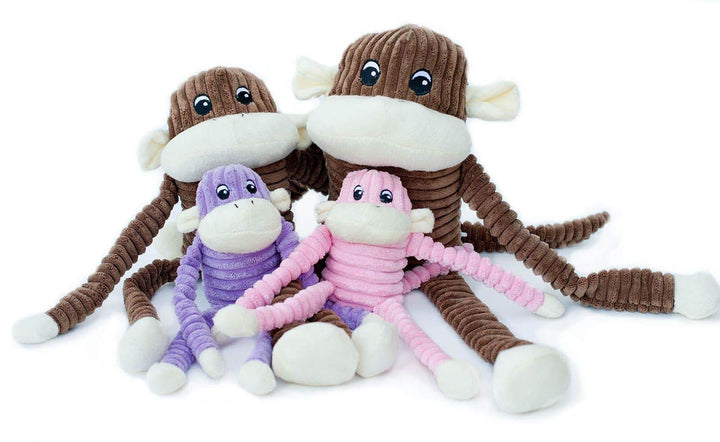 - Spencer The Crinkle Monkey Dog Toy, Squeaker and Crinkle Plush Toy - Purple, Small