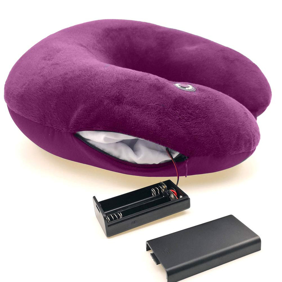 Vibrating Neck Pillow Massage Therapy for Traveling Home Rest Neck Pillows for Pain Relief, Best Gift for Parents Purple