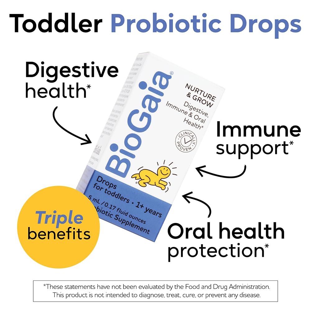 Nurture & Grow Toddler Probiotic | Ages 1+ | Liquid Probiotic | Allergen-Free | Triple-Benefit Probiotic for Kids | Digestive Health, Immune Support & Oral Health Protection | 25-Day Supply
