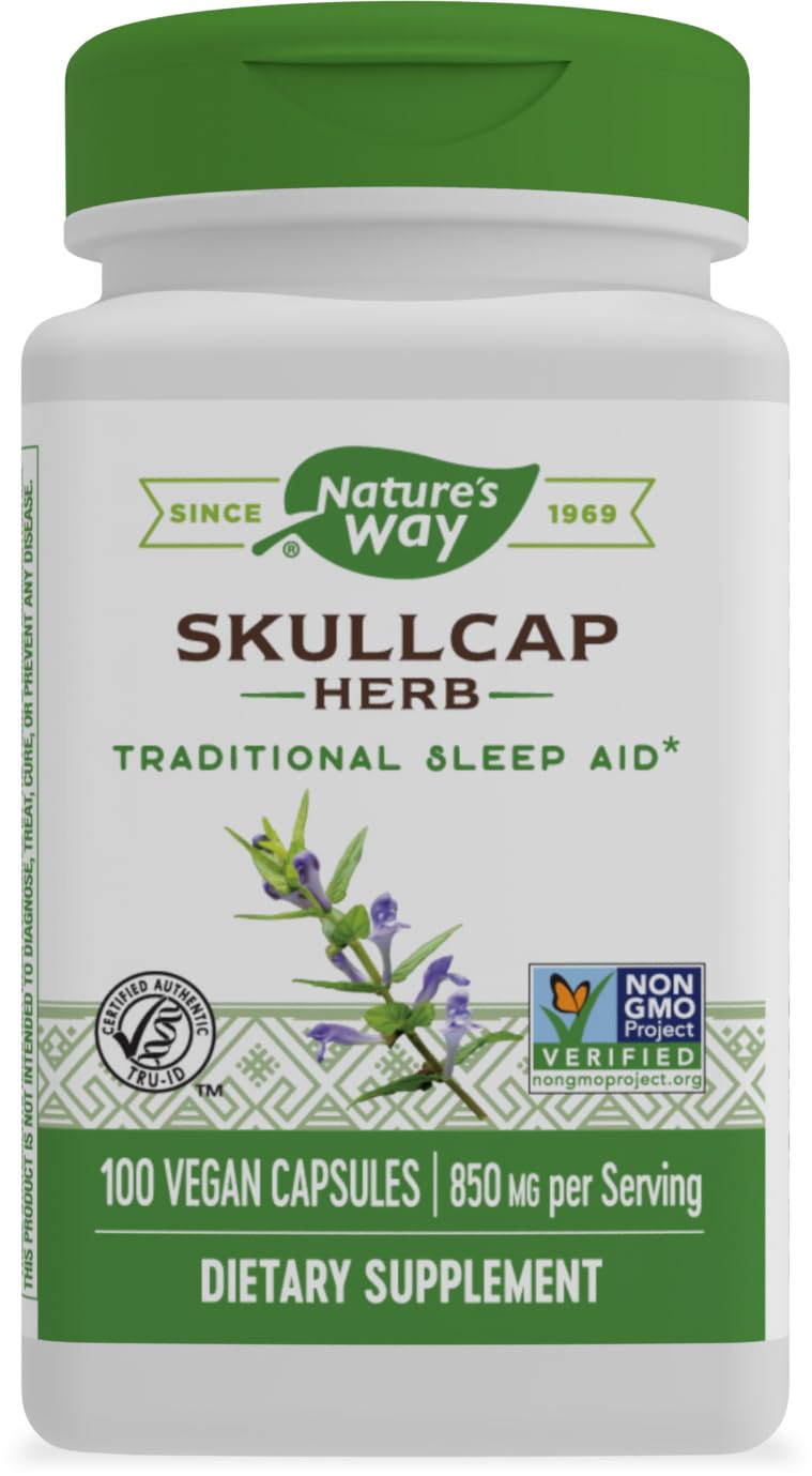 Nature&#39;s Way Skullcap Herb - Traditional Herbal Sleep Support* - Skullcap Herb - Non-GMO Project Verified - Gluten Free &amp; Vegan - 100 Vegan Capsules