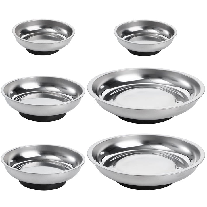6-Piece Magnet Trays Set, 3 4 6 Round Magnetic Parts Tray, Stainless Steel Magnetic Trays Tools Parts Tray Holder for Socket Screw, Nuts, Bolts, Metal Parts