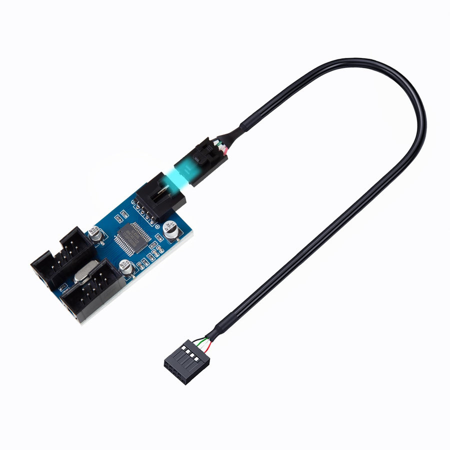 Motherboard USB Splitter 1 into 2 PC Internal USB Splitter Adapter Male 1 to 2 Female USB Motherboard Splitter- 30CM Cable USB 9pin Internal USB Splitter Port Multiplier (CS-9PIN)