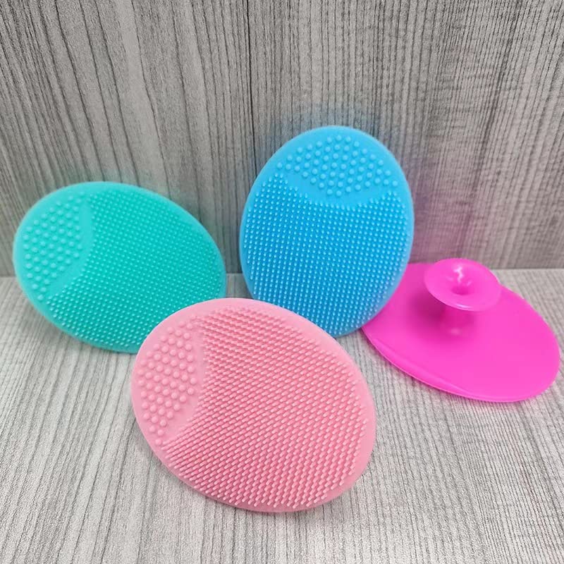 Baby Bath Brush, Baby Cradle Cap Brush, Silicone Massage Brush, Silicone Scrubbers Exfoliator Brush | The Baby Skin Scrubbers Baby Essential for Dry Skin, Cradle Cap and Eczema (Large-Pink & Rose Red)