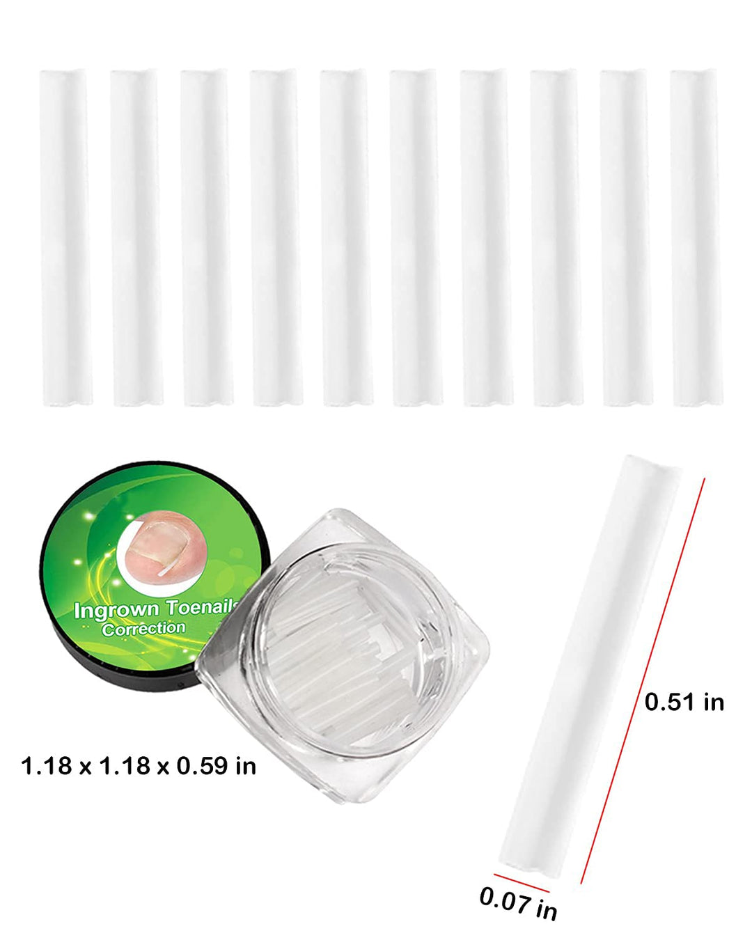 (50 +2) Pack Professional Ingrown Toenail Correction Treatment Kit, 50 Pcs Ingrown Toenail Corrector Straightener Strips Recover Clips with 2 Pcs Ingrown Toenail File And Lifter