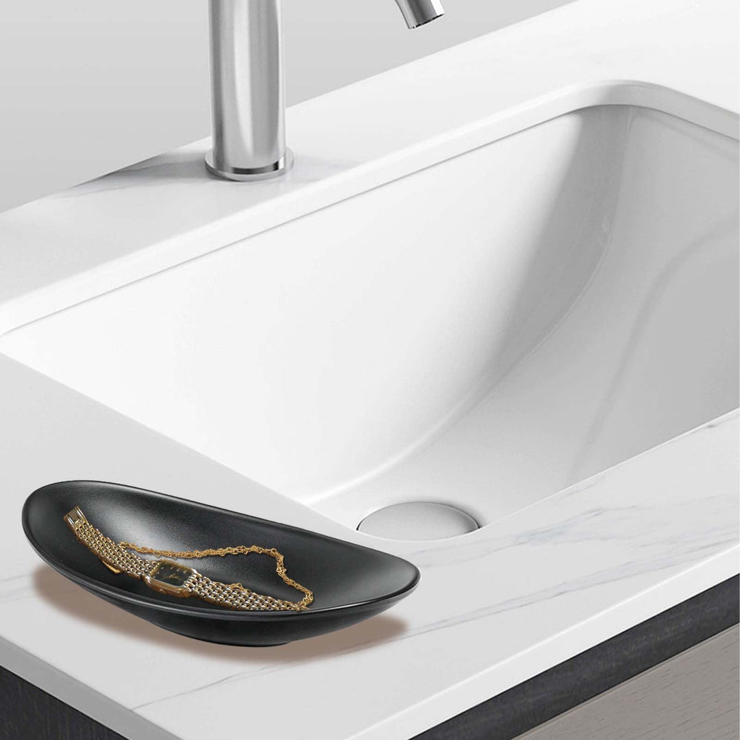 Black ring jewellery tray organiser tray, dresser decor key flat jewellery bowl decorative oval dish