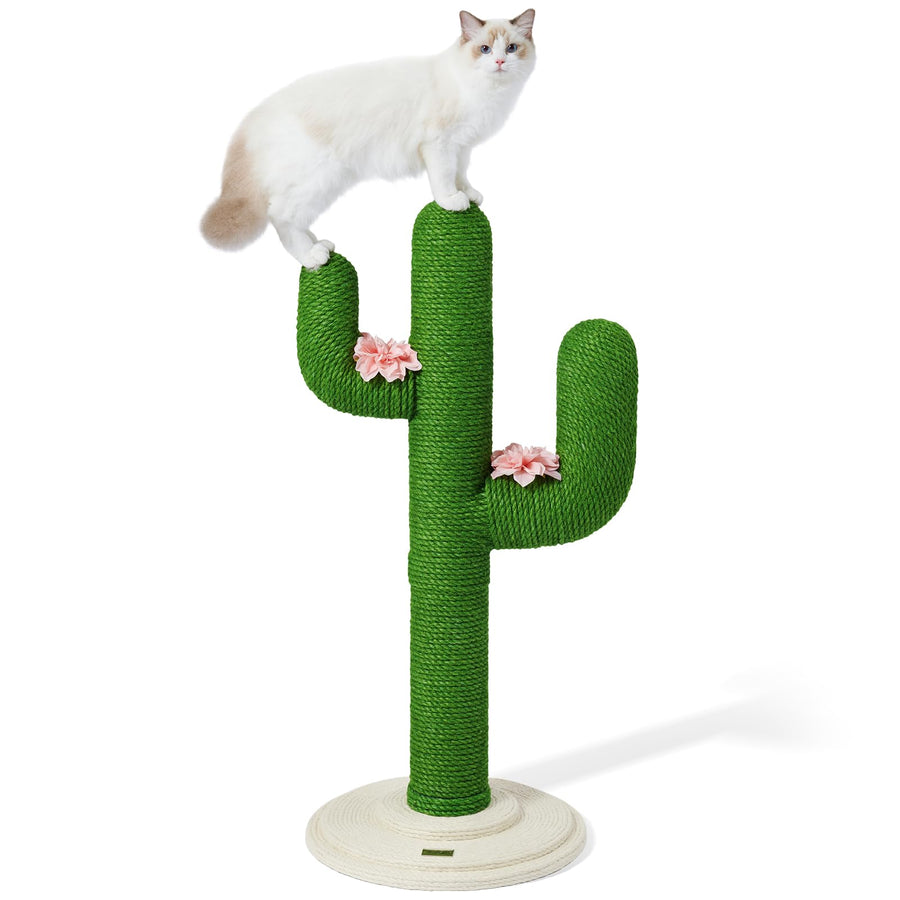Cat Scratching Post, Cactus Scratch Posts for Indoor Adult Cats Kittens, 41.3 Inches Large Sisal Cat Scratcher, Extra Large Sisal Cat Scratcher, Durable Cat Scratch Tree for Active Cats