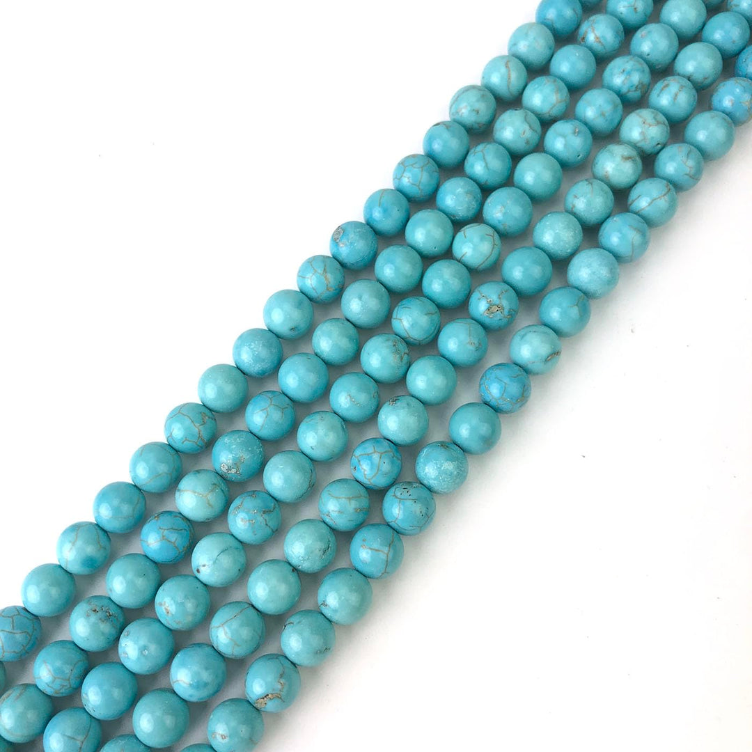 8mm Blue Turquoise Beads Round Gemstone Loose Beads for Jewelry Making (45-48pcs/strand)