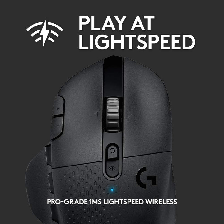 604 LIGHTSPEED Gaming Mouse with 15 programmable controls, up to 240 hour battery life, dual wireless connectivity modes, hyper-fast scroll wheel - Black