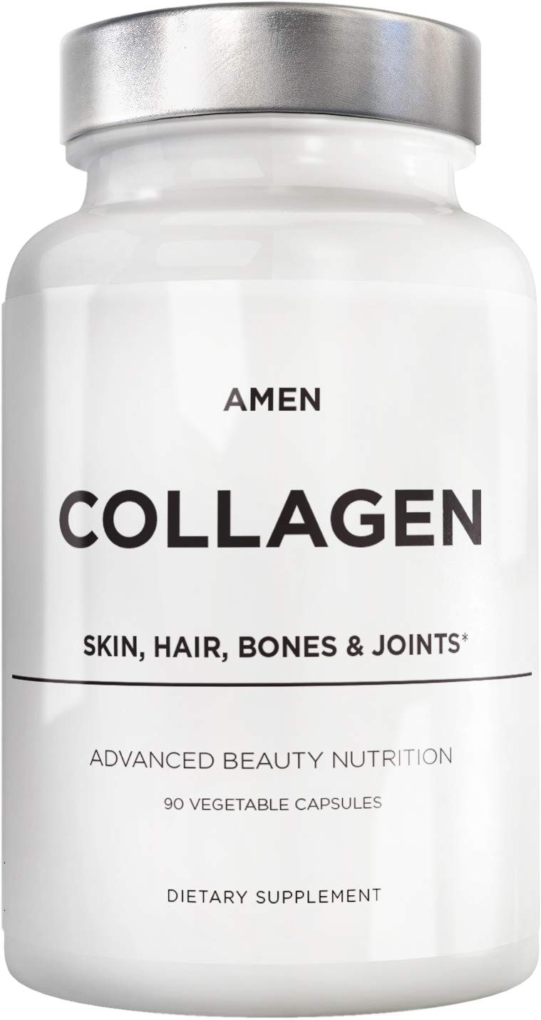 Multi Collagen Peptides Capsules with Hyaluronic Acid and Vitamin C - 5 Types of Collagen Protein Type I, II, III, V, X - Grass Fed Hydrolyzed - 18 Amino Acids - Collagen Supplement - 90 Pills
