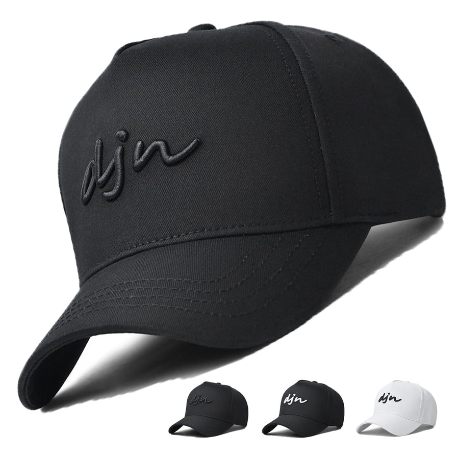 Cap Oversize XXL High Crown Baseball Cap Big Head Hats for Men Dad Hat Adjustable Plain Running Cap 23.6-25.6 (Black)