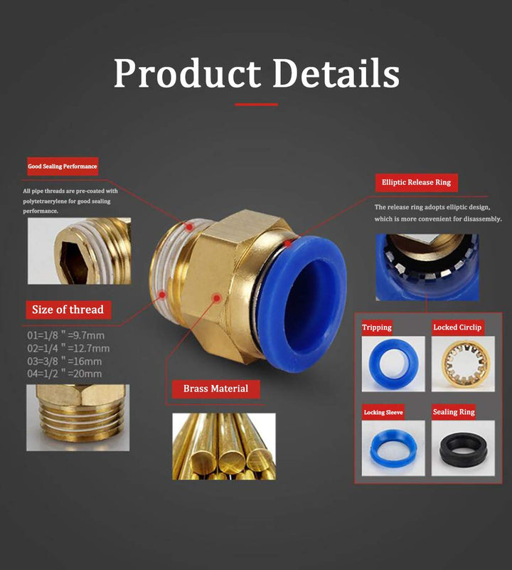 PC8-01 Push to Connect Fittings, 8mm Tube OD x 1/8” G T