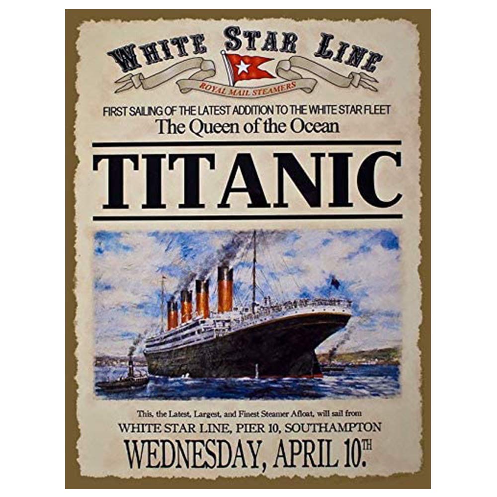 Tin Sign Vintage Movie Posters Titanic Bar Family, Vintage Metal Club Movie Wall Art Decoration 8x12 Inches