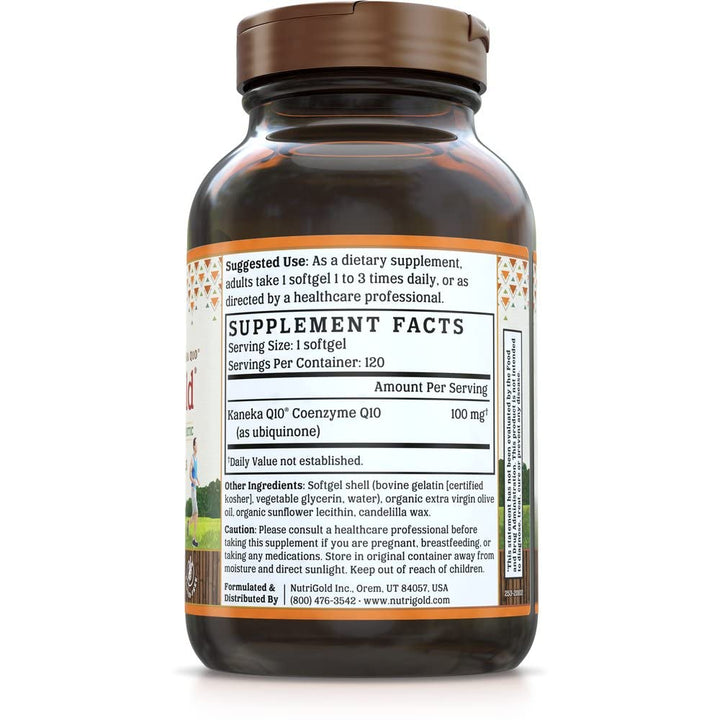 Coq10 100mg Softgels, 120Count, #1 Clinically-Proven Kanekaq10 Ubiquinone, High Absorption, Free of Soy, Made in USA