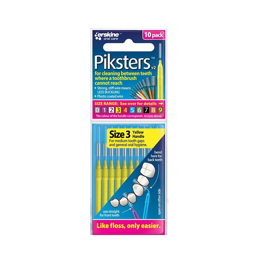 PIKSTERS Interdental Brush - 0.6mm Yellow - Pack of 10