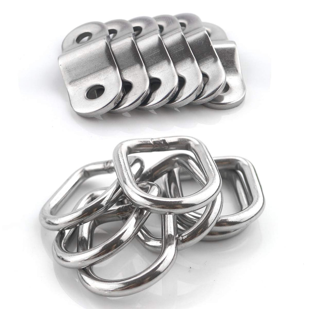 D Rings Tie Down Anchors 1/4 Stainless Steel D Ring 1200bls Breaking Strength,6pcs Heavy Duty Trailers Bracket Surface Mount Hooks with Screws Securing Cargo for Boats,Trucks,Camper