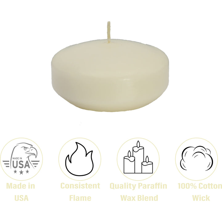 Unscented Floating Candles | 2 Inch - Fits in 2 Inch Vase and Above | Ivory | Floats On Water | Pack of 3