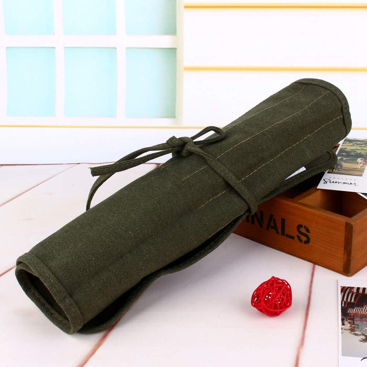 22 Slots Artist Paint Brush Roll Up Bag Holder Canvas Pouch For Draw Pen Watercolor Oil Brushes for Acrylic Watercolor Oil Draw Pen Brush (Black)