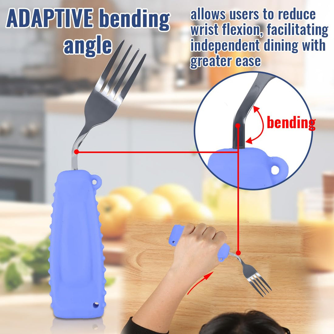 Adaptive Utensils Fork Easy to Hold for Independent Eating,Weighted utensils for hand tremors
