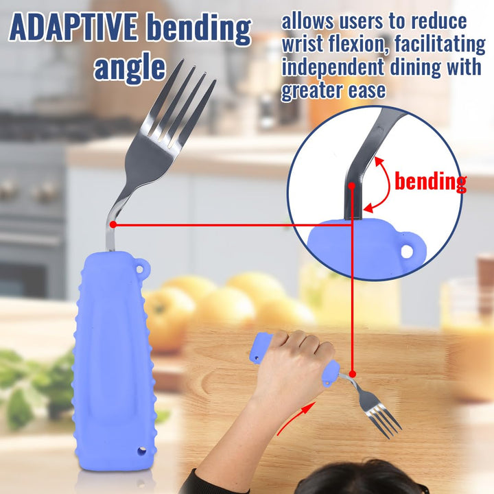 Adaptive Utensils Fork Easy to Hold for Independent Eating,Weighted utensils for hand tremors