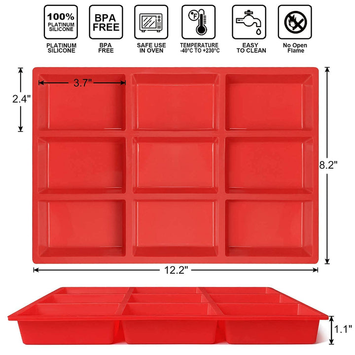 Silicone Mini Loaf Pans, Non-Stick Mini Bread Pans, 9 Cavities Silicone Bread Baking Mold, Perfect for Mini Loaf, Cake, Bread and Meatloaf, Food Grade &amp; BPA Free, Set of 2