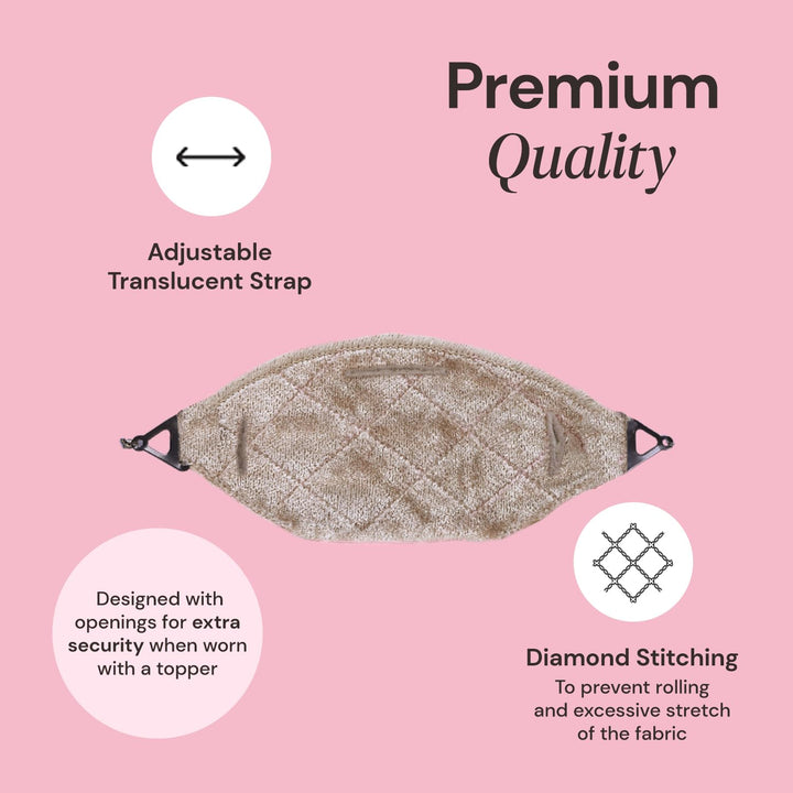 TopGrip Comfort Band for Small Base Toppers, Adjustable Translucent Strap, Side Openings to Secure Your Wig or Topper, Includes Clips, Beige, Small