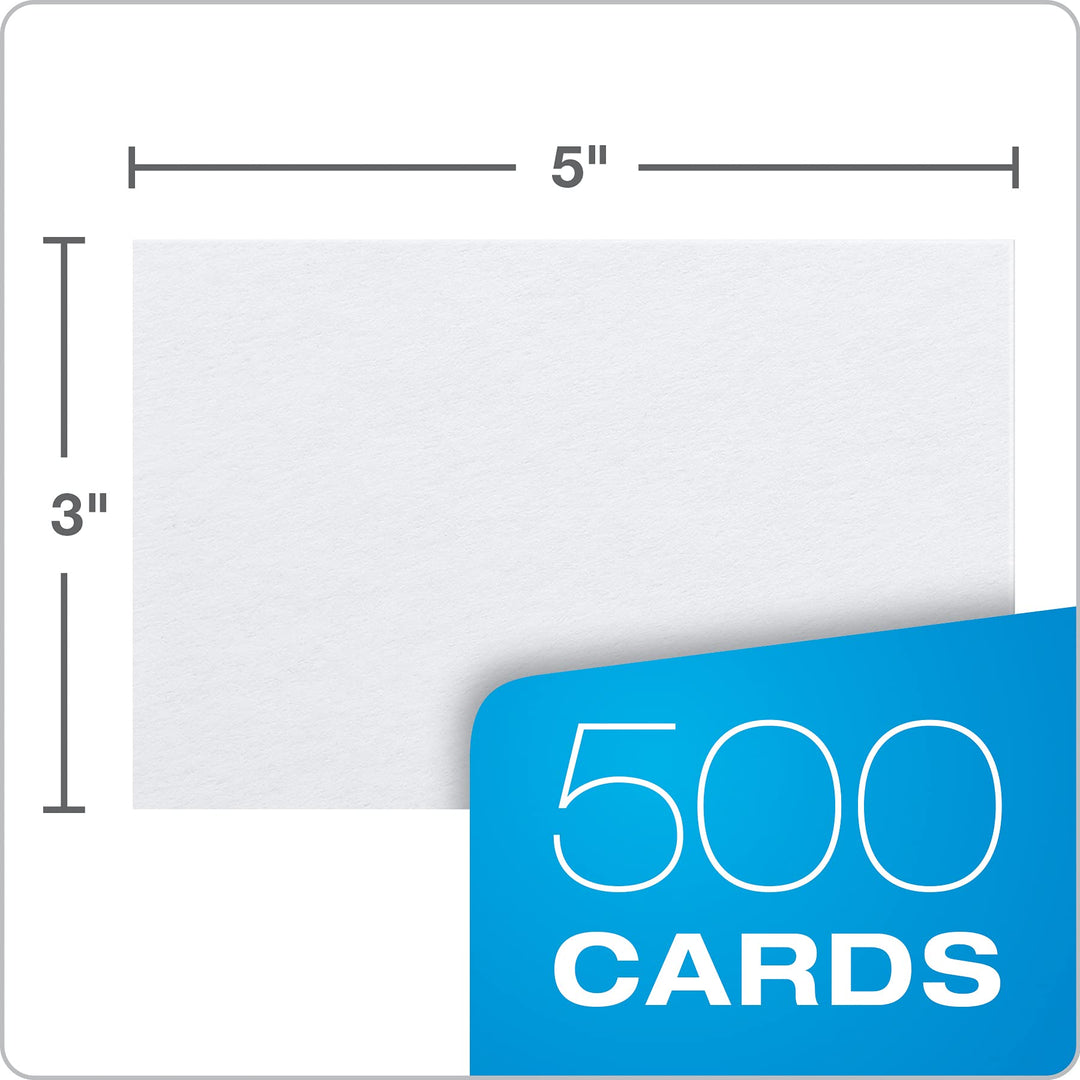 Index Cards, 3 x 5 Inches, White, Blank Notecards, Flashcards for School and Studying, Bulk Pack of Note Cards, 500 Count (5 Packs of 100) (40175)