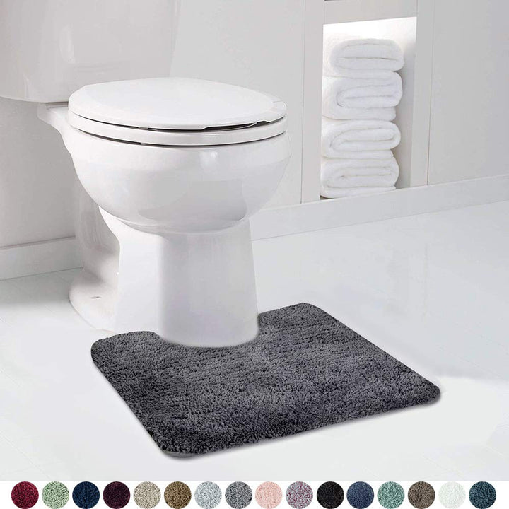 Shaggy 2 Piece Bath Rug Sets (Dark Grey) 20 x 24 U Shape Contour Rug &amp; 20 x 32 Bathroom Rug Machine Wash/Dry Bath Mats for Bathroom Plush Absorbent Bathroom Rugs and Mats Set Non Slip