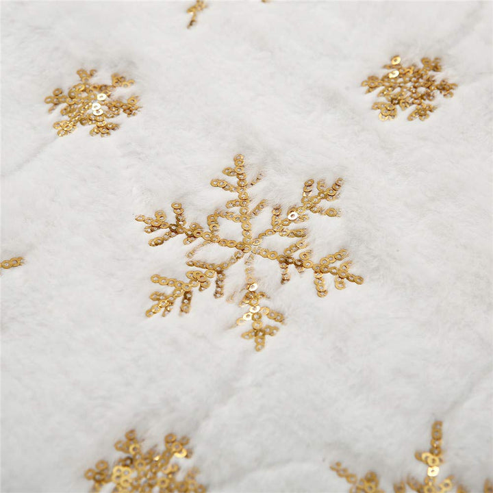Sattiyrch Sequin Christmas Tree Skirt with Golden Snowf