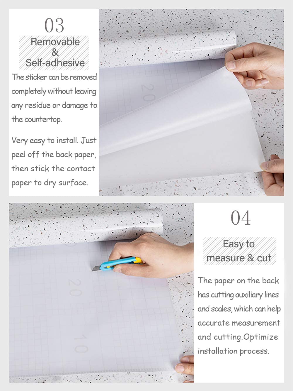 Glossy Marble Contact Paper for Countertop Marble Peel and Stick Wallpaper Granite Wallpaper White Marble Sticker Waterproof Marble Self Adhesive Wallpaper Removable15.7”×118” Easy to Install